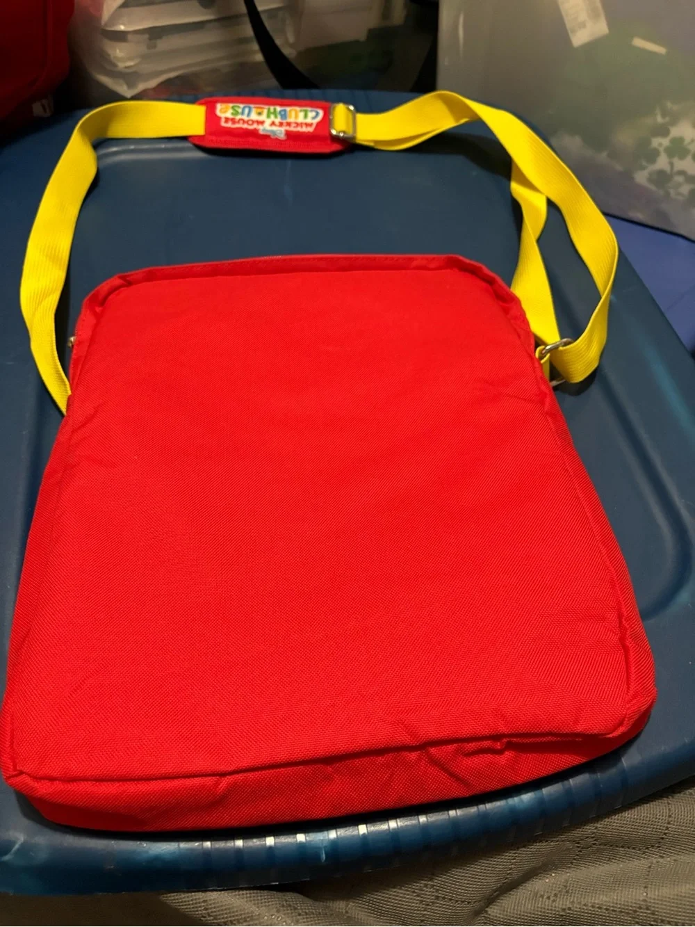 Disney Red Mickey Mouse Kids Shoulder Bag with Yellow Strap